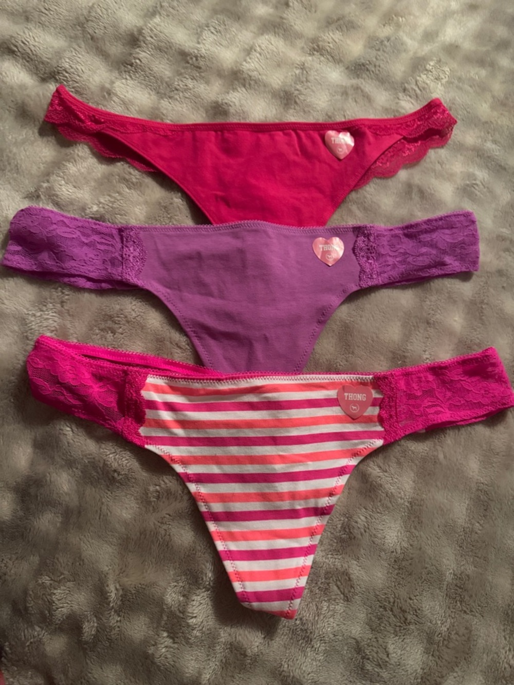 Victoria's Secret Pink, Magenta & Purple Thong Panty Set